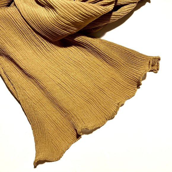 Vintage Crepe Mustard/Gold Oblong Scarf - Picture 6 of 7